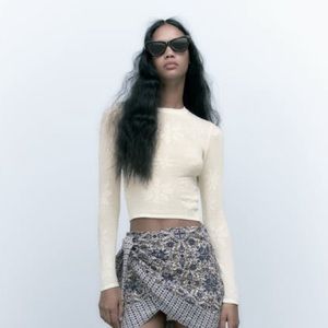 Zara | Floral Pointelle Knit Sweater